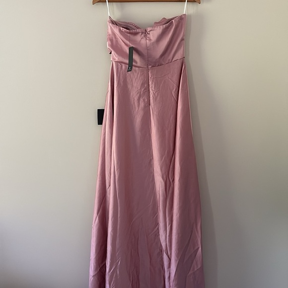 New Lulus Real Romantic Light Rose Satin Strapless Maxi Dress Size S - Picture 7 of 16